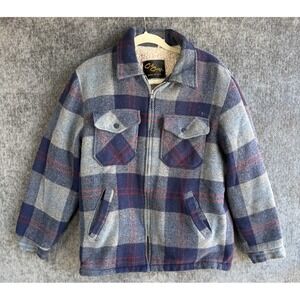 Vintage Cal Craft Jacket Mens M Plaid Sherpa Lined Full Zip Wool Blend Work USA